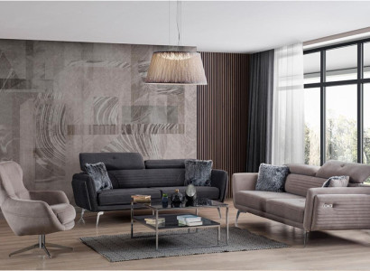 Sofa set Couch Upholstery Furniture Fabric Sofa Couches 3+3+1 Gray Group